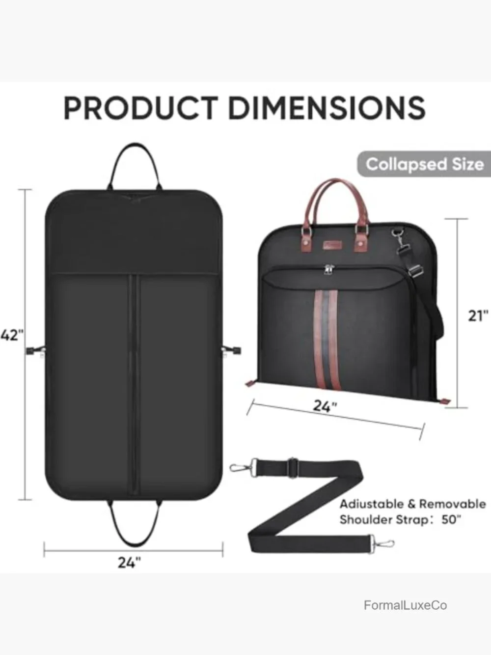 Travel Garment Bag, 42 inch Suit Bag Waterproof Carry On for Hanging Clothes,